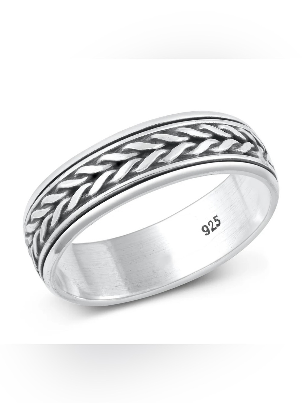 Sterling Silver Braided Band spinner Ring - 925 Silver